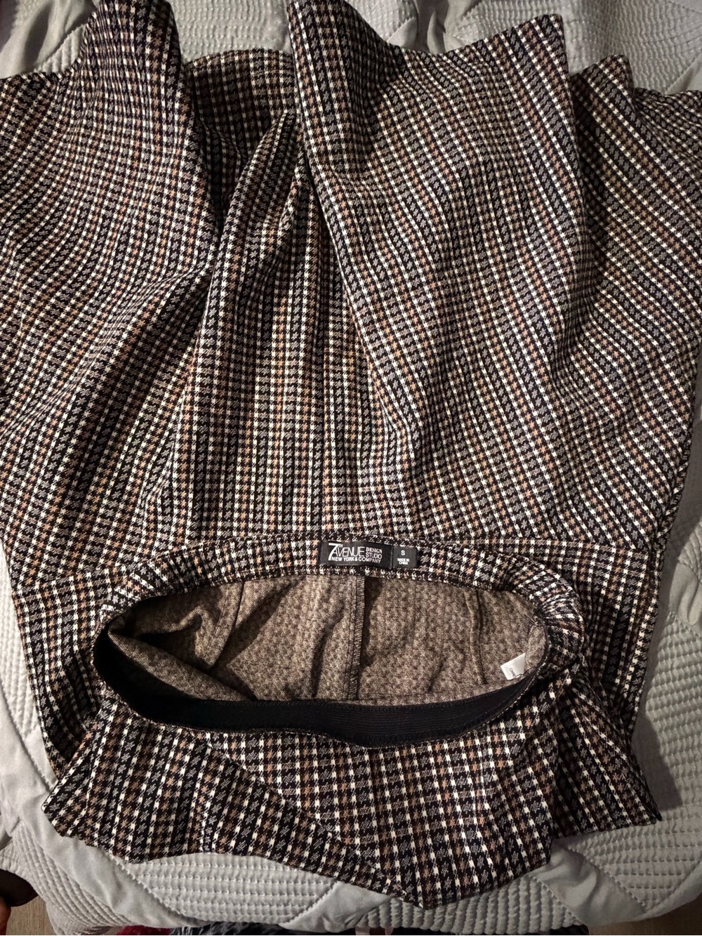 Zanzea Brown Black Cream Houndstooth Midi Skirt